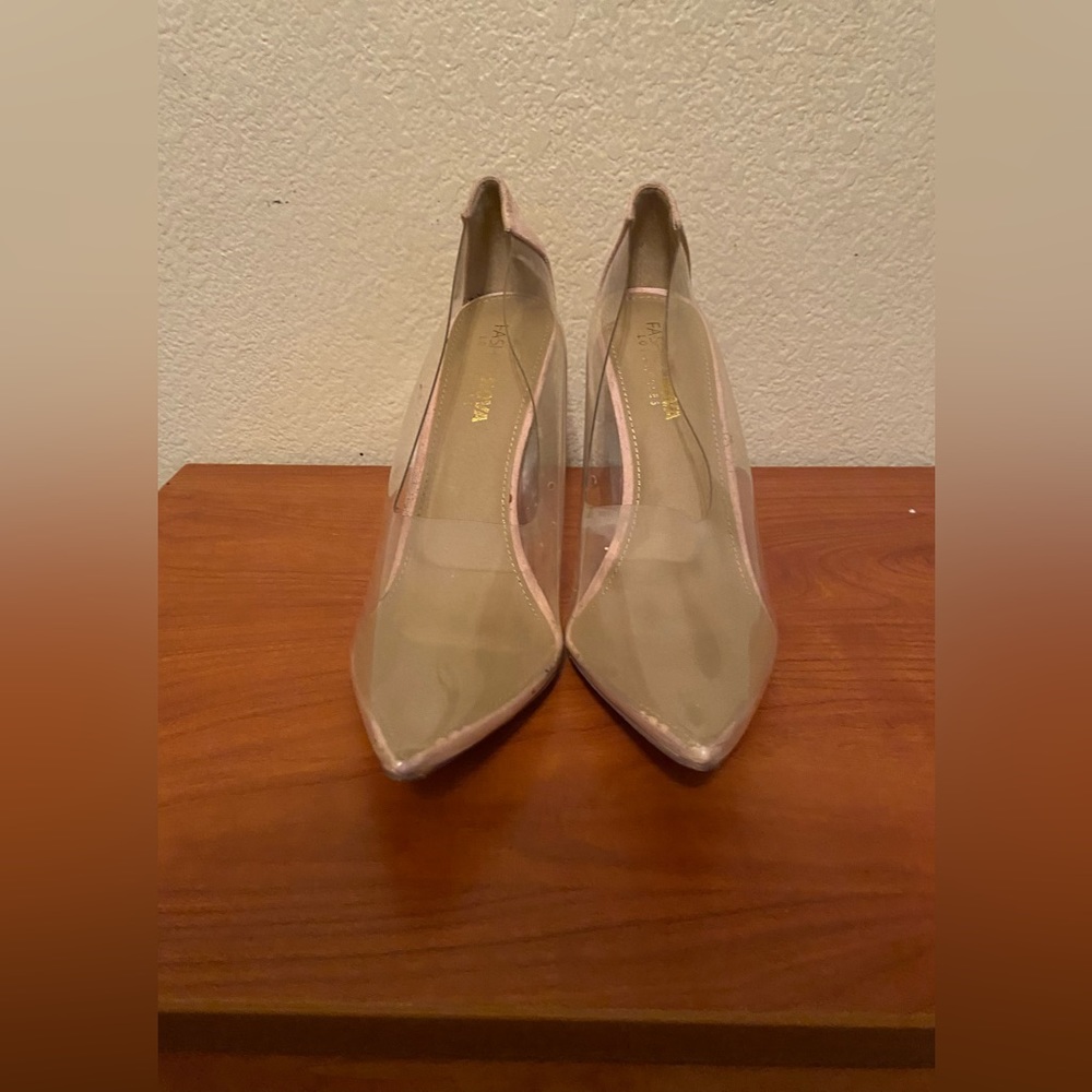 These are she’s all clear here wedge nude heels